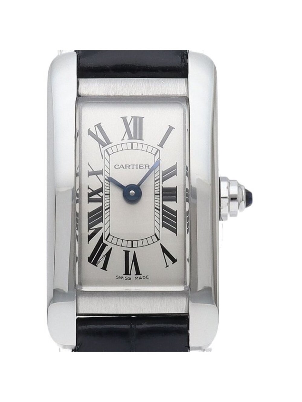 Cartier Tank Americanine Mini Watch SS Leather Silver